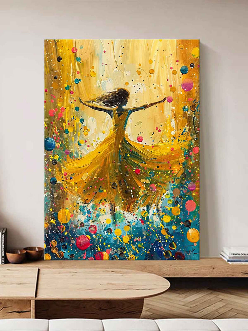 Original Exquisite Ballet Girl Wall Art Large Multicolor Girl Painting Framed Colorful Artwork Gift