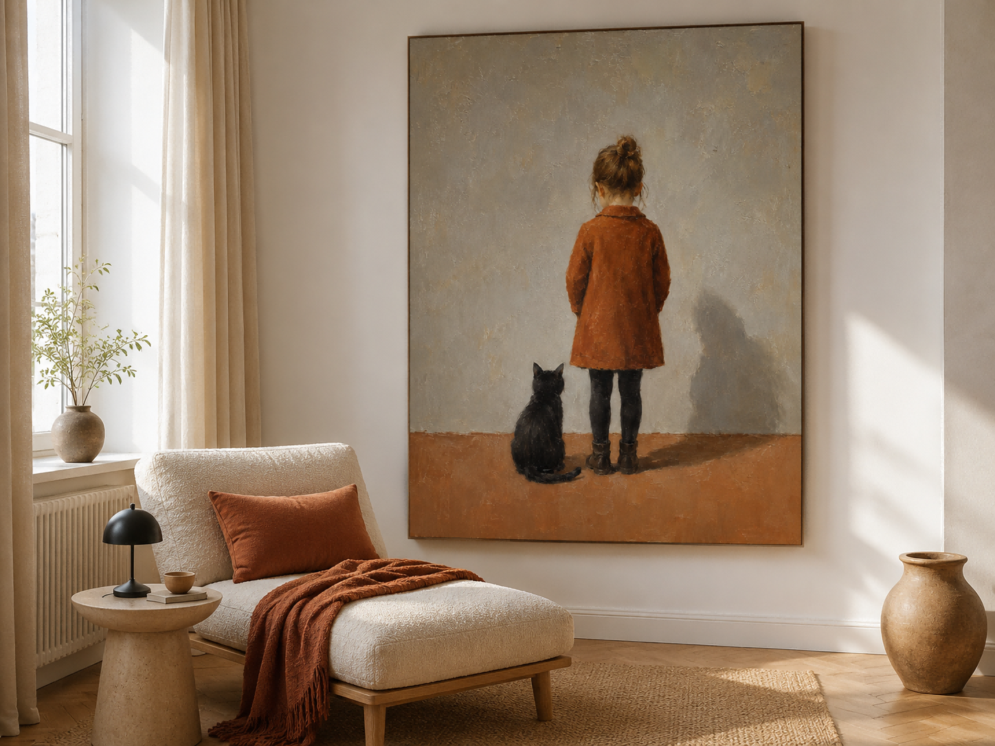 Modern Realist Figure Art For Living Room Warm Brown Tones