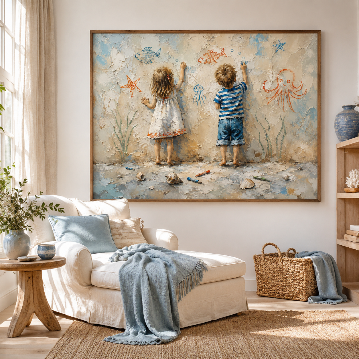 Heartwarming Children Back View Artwork Capturing Pure Joy And Imagination