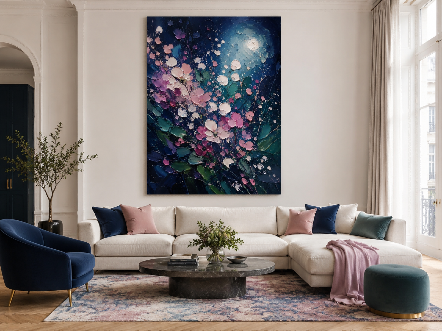 Romantic Moonlight Flower Wall Art For Bedroom And Living Room Decor Romantic Moonlight Flower Wall Art For Bedroom And Living Room Decor