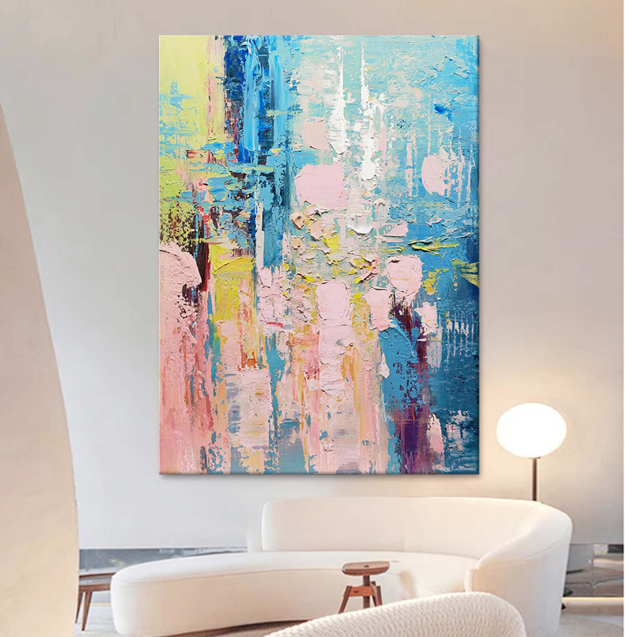 Large Abstract Painting Colorful Painting On Canvas Original Pink Painting Blue Painting Bright Wall Art Modern Wall Island Decor Ideas