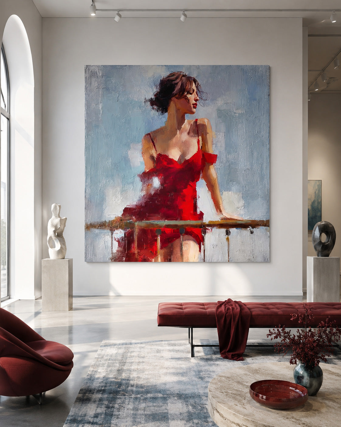 Expressive Female Figure Art With Textured Brushstrokes Square Canvas