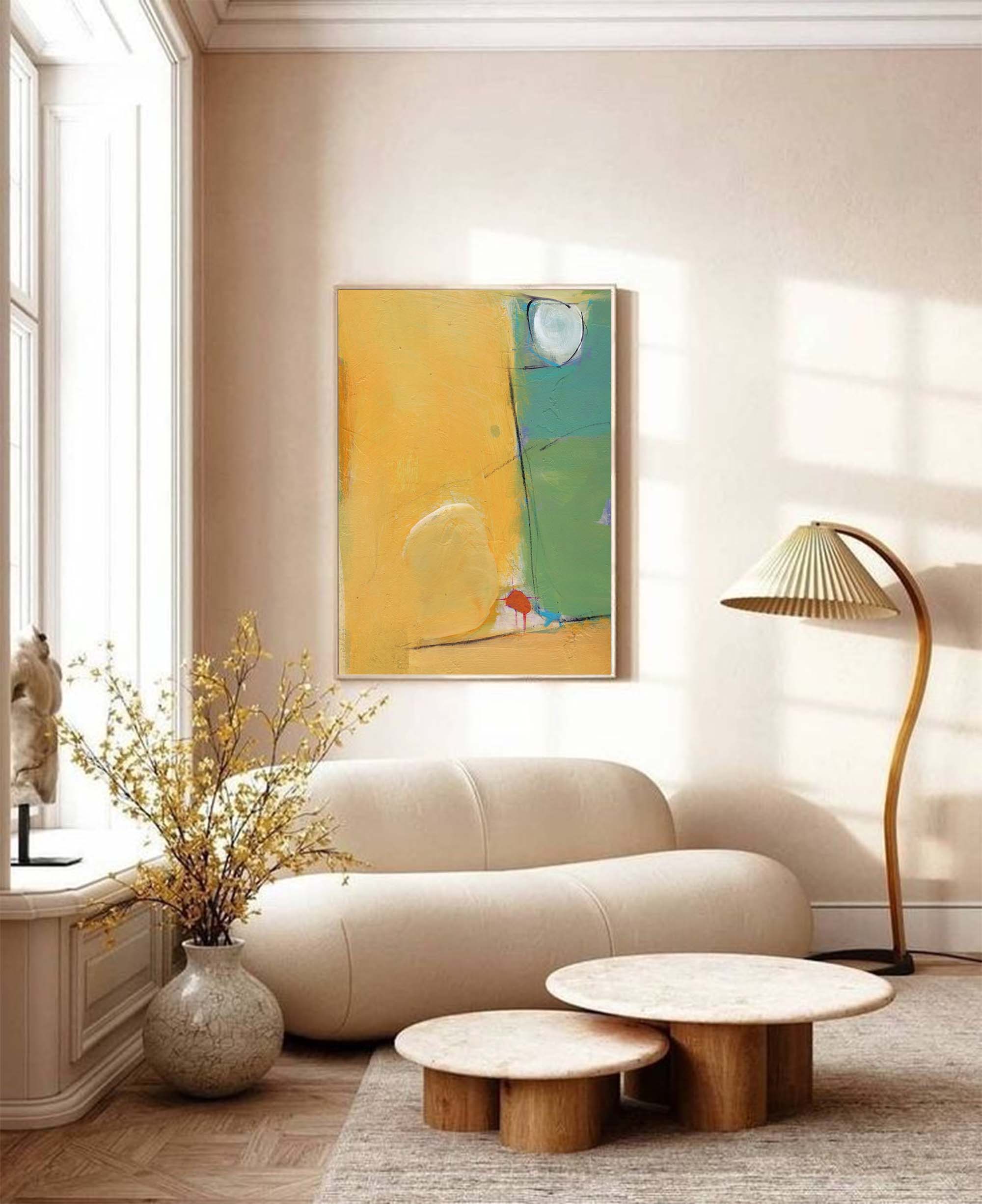 Minimalist Bright Yellow Wall Art Vibrant Yellow Wall Decor Large Minimalist Style Abstract Painting