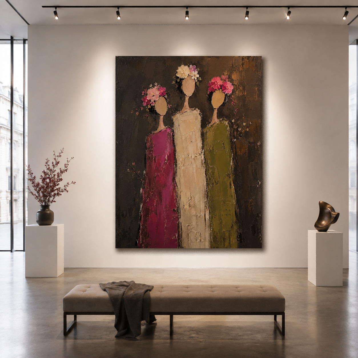 Vintage Floral Women Painting Abstract Silhouette Art For Living Room Decor