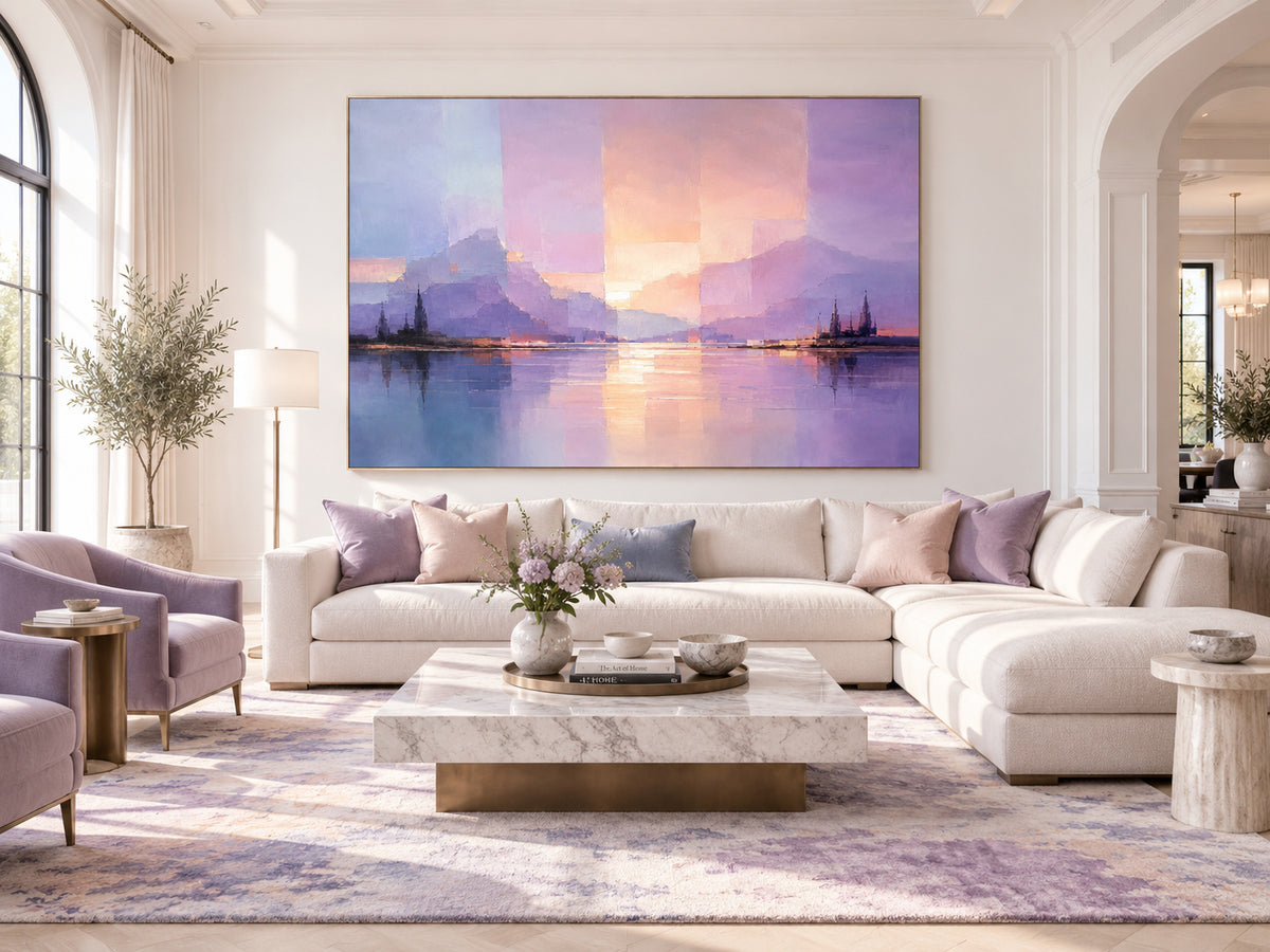 Romantic Impressionist Canvas Painting With Dreamy Twilight Colors