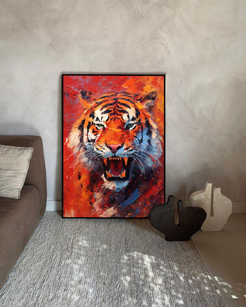 Impressionist Bright Tiger Canvas Oil Painting Original Tiger Canvas Wall Art Texture Modern Animal Oil Painting Home Decor