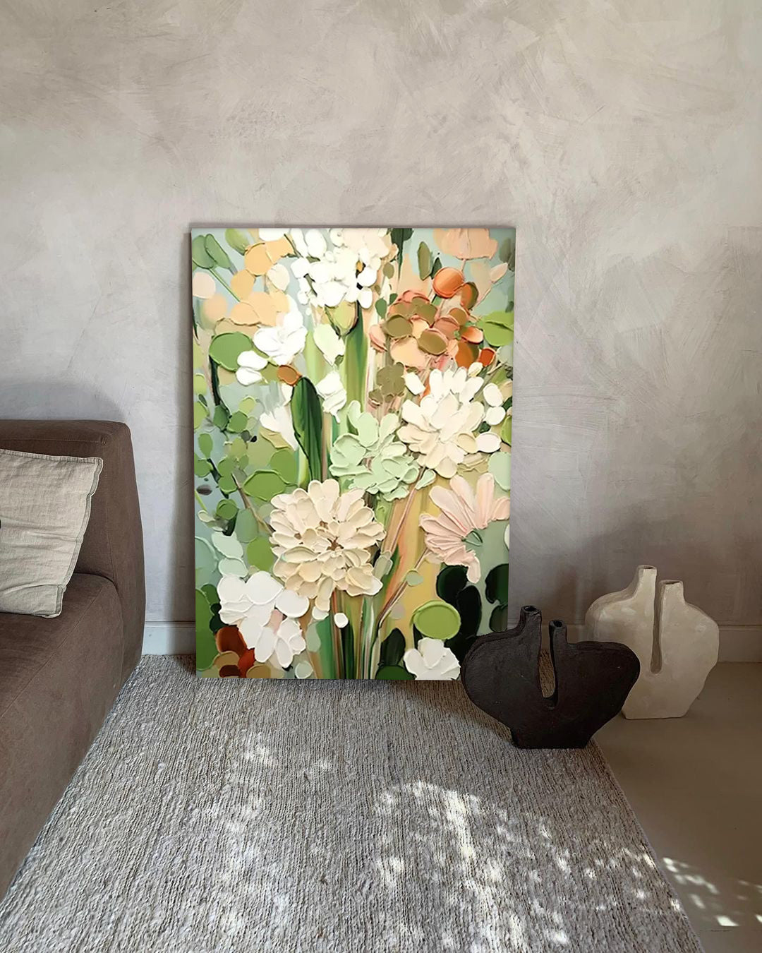 3D Floral Painting Framed Large Flower Wall Art Abstract Flower Acrylic Painting Textured Floral Painting