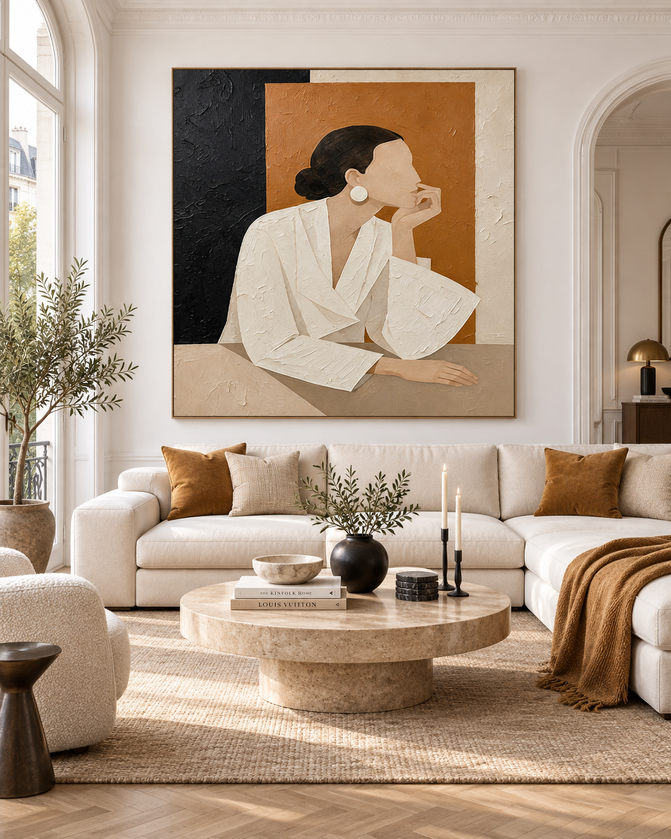 Minimalist Textured Portrait Art Modern Urban Chic Canvas Print