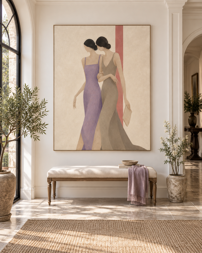 Minimalist Geometric Figure Painting In Morandi Colors Original Handmade Artwork