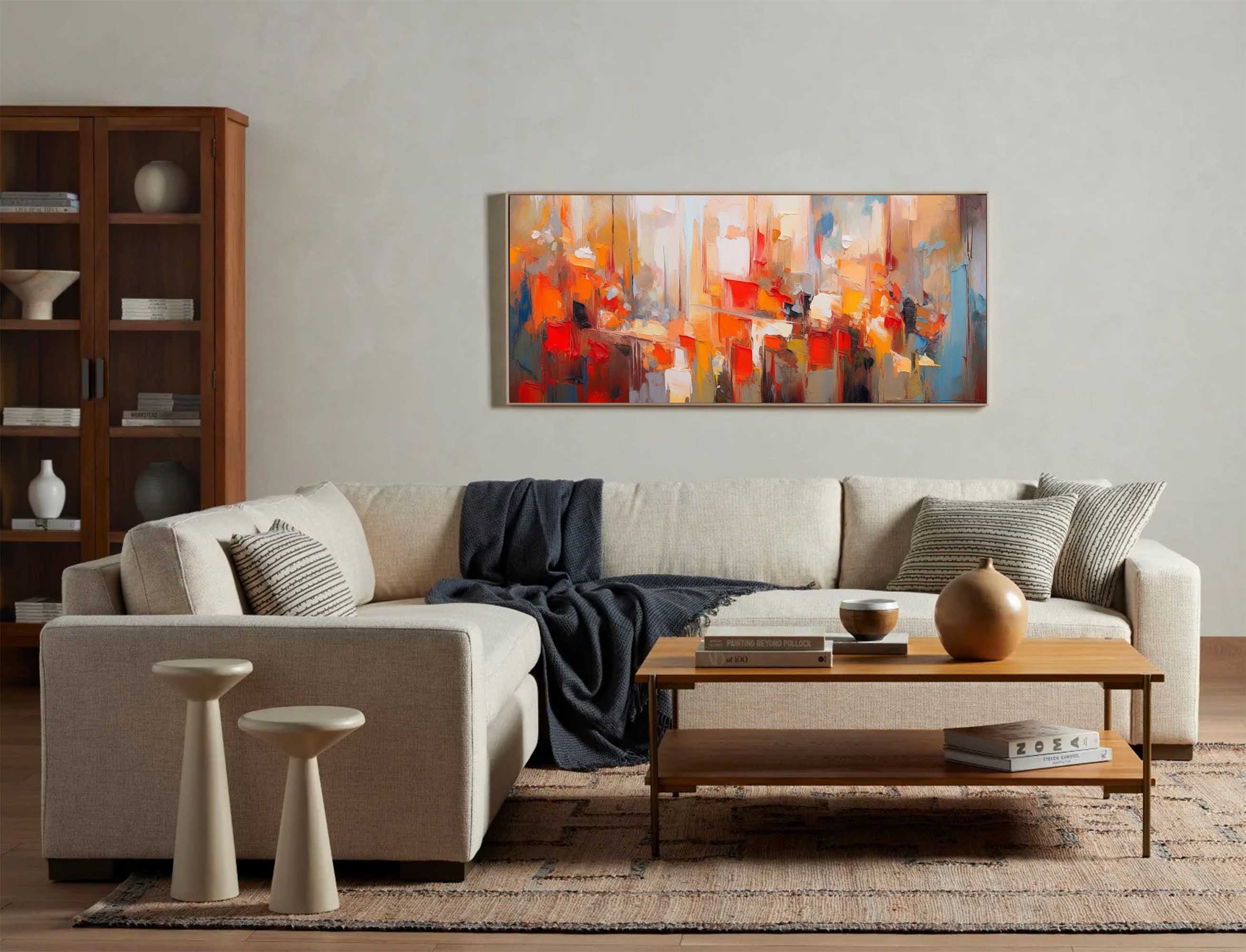 Textured Original Oil Painting On Canvas Bright Colorful Acrylic Painting Large Modern Abstract Urban Living Room Wall Art