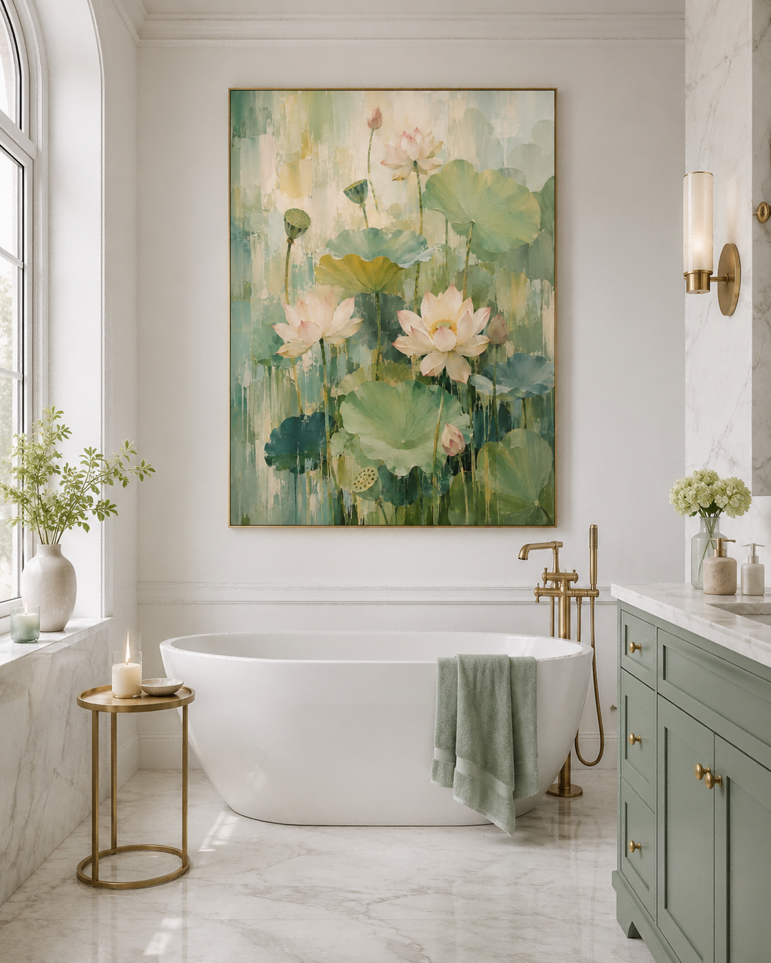 Impasto Abstract Lotus Art Trendy Luxury Wall Decor Handmade Canvas Painting