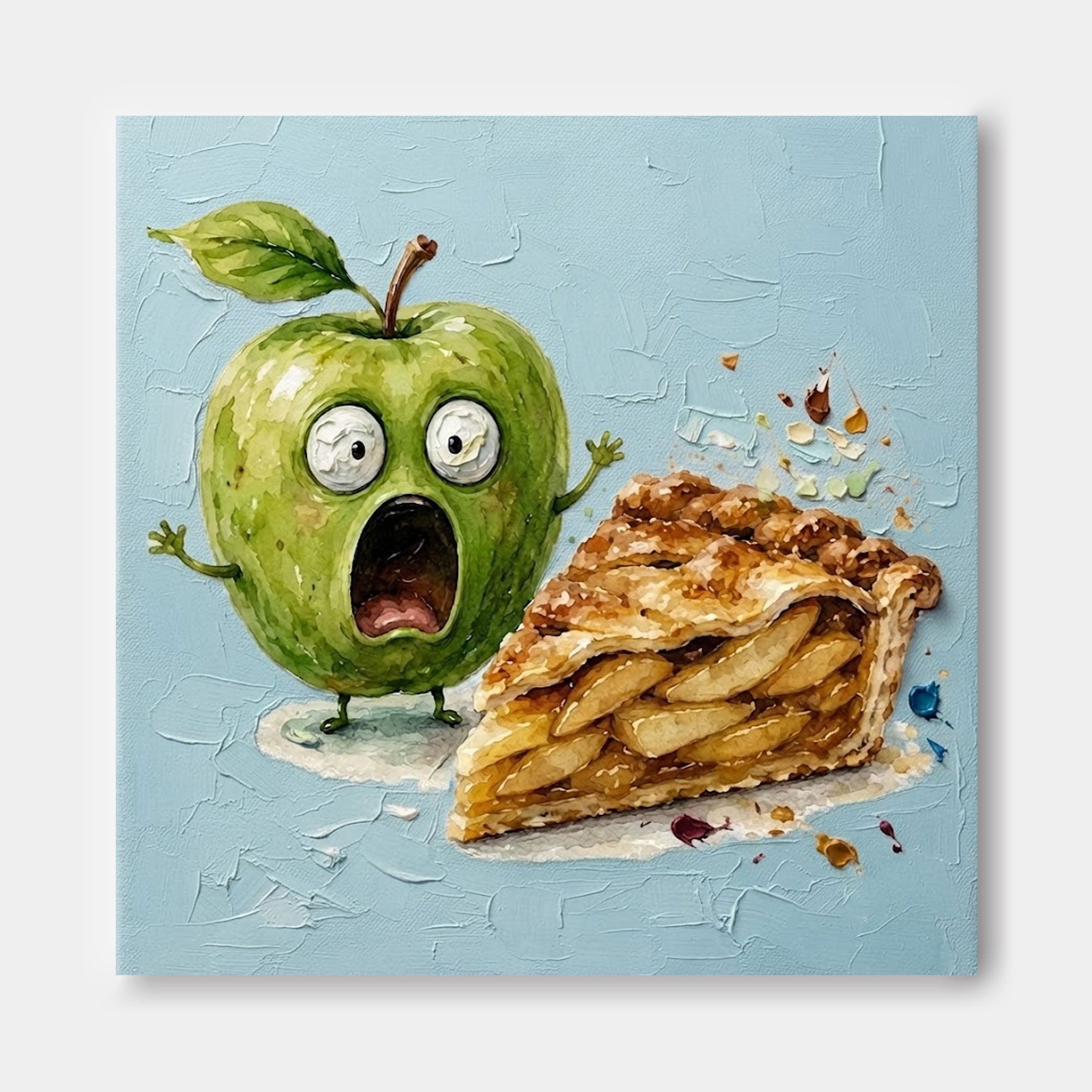 Cute Pop Art Style Food Painting With Textured Canvas For Living Room