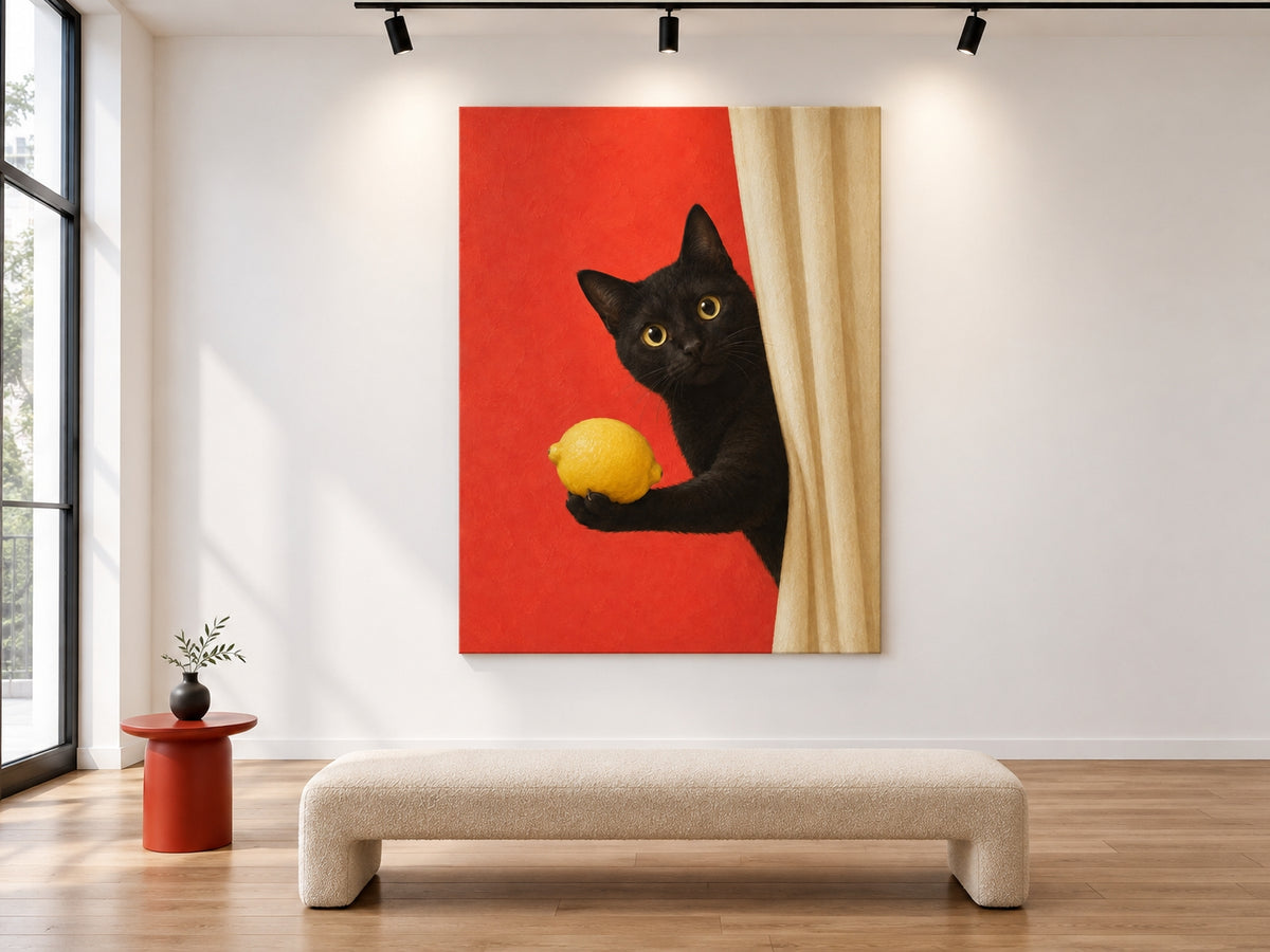 Modern Whimsical Animal Painting With Bold Color Block Design For Living Spaces