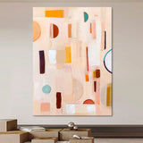Modern Minimalist Painting on Canvas Colorful Geometric Painting Organic Shape Art Custom Canvas Wall Art Living Room Painting