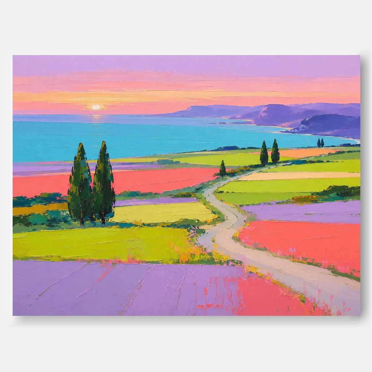 Romantic Impressionist Style Painting With Bold Colors And Textured Finish