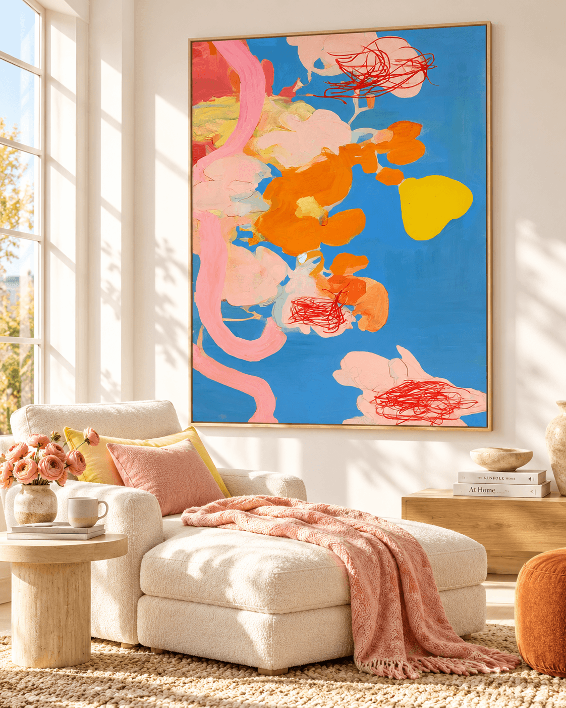 Scandinavian Style Abstract Art With Graffiti Touch And Bright Hues