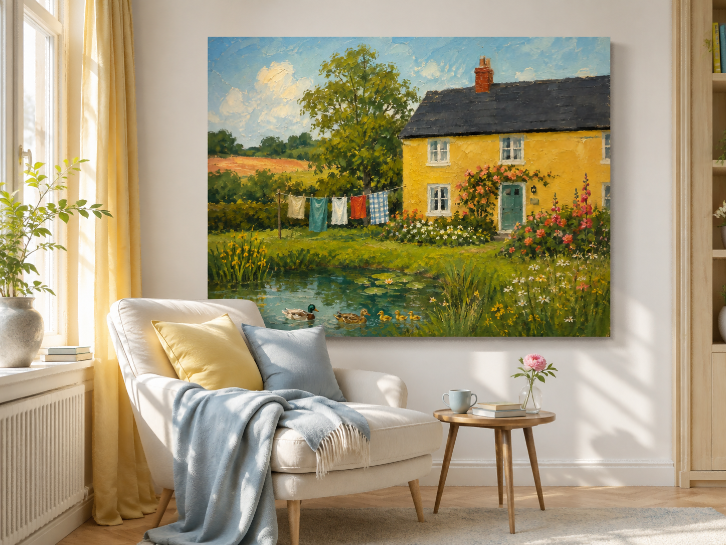 Bright Impressionist Style Oil Painting Of Rural Life And Nature