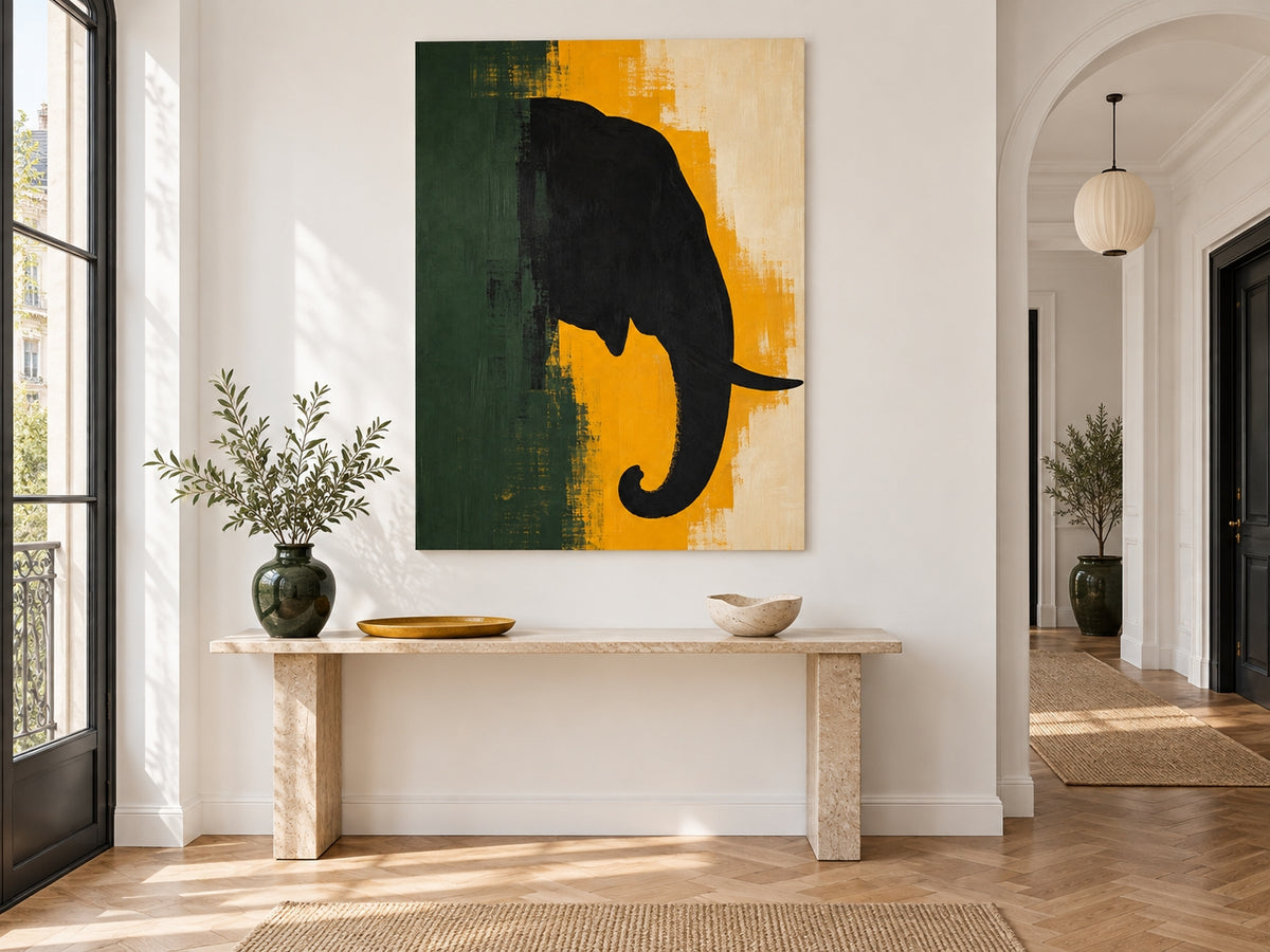 Abstract Geometric Animal Art With Heavy Texture And Retro Color Palette