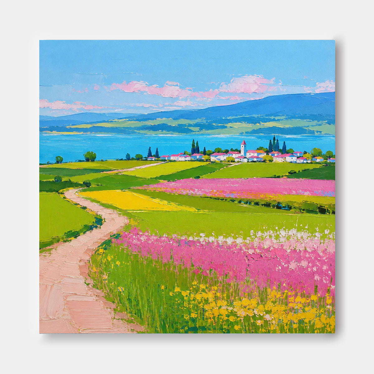 Modern Impressionist Textured Landscape Painting With High Saturation Colors