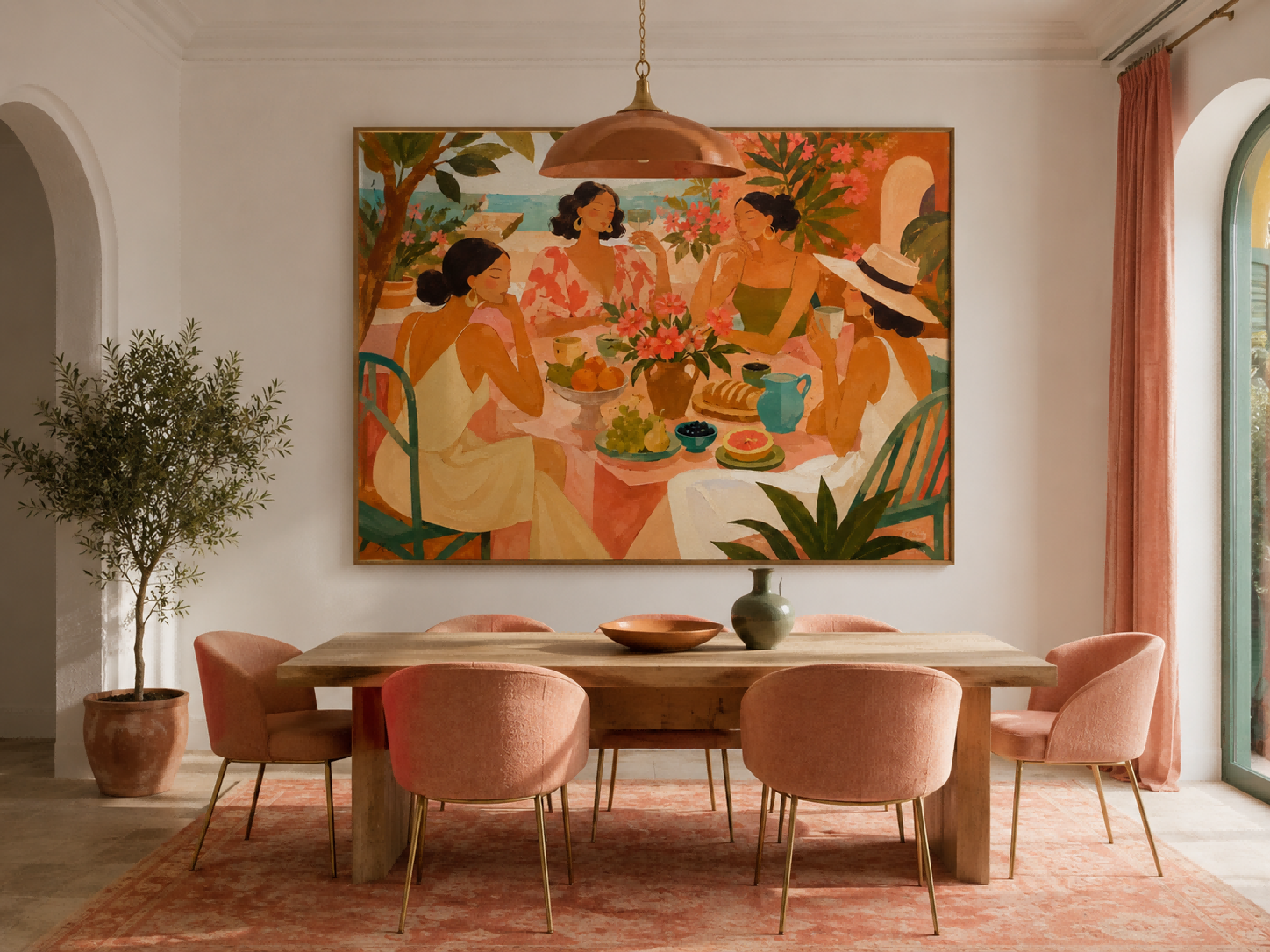 Whimsical Art Deco Style Painting For Luxury Living Room Decor