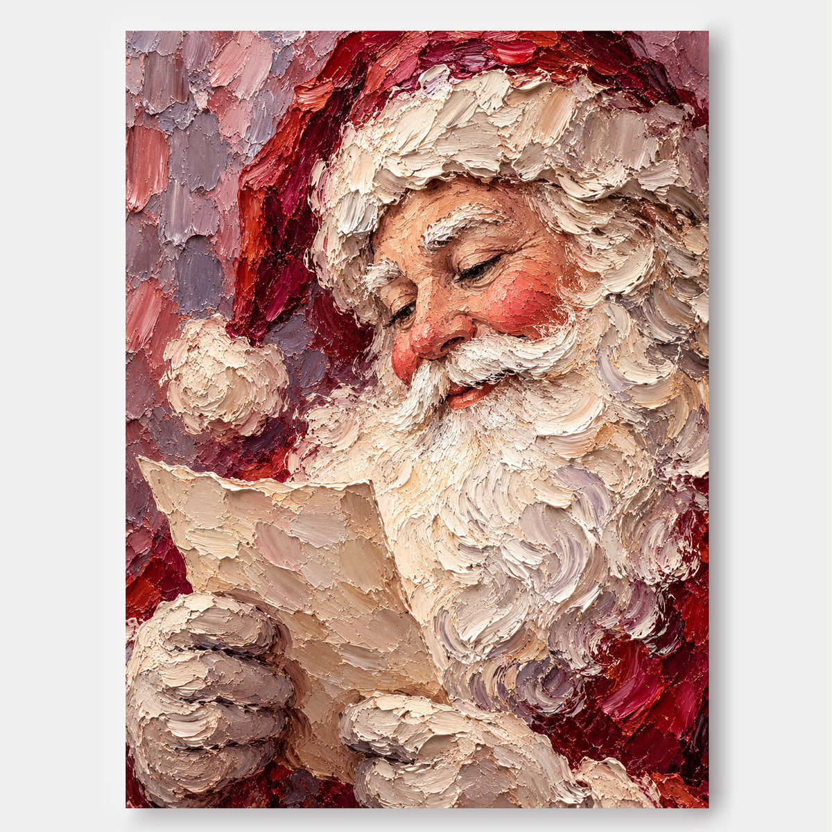 Vintage Textured Santa Art Modern Handmade Holiday Wall Piece Original