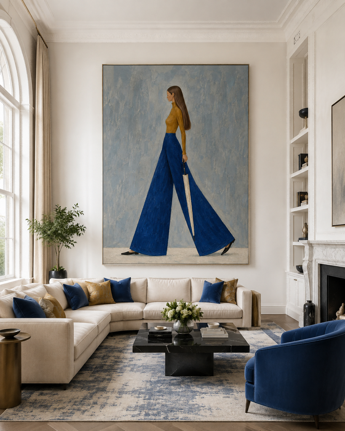 Abstract Figure Painting With Textured Background Original Art