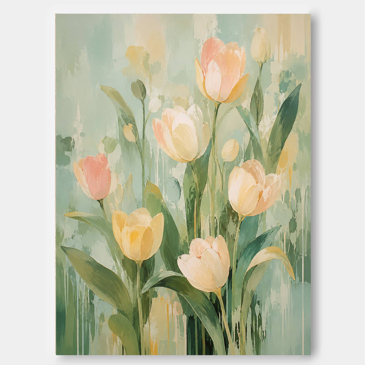 Modern Impasto Style Abstract Flower Painting With Textured Finish
