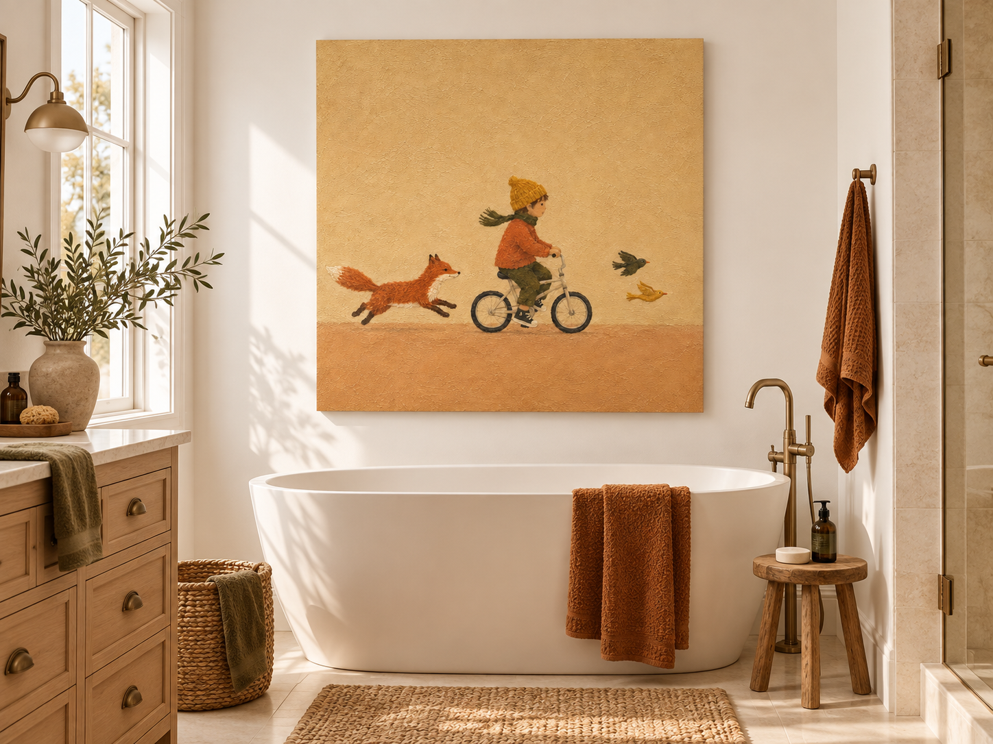 Whimsical Storybook Art For Kids Room Modern Nursery Wall Decor Beige