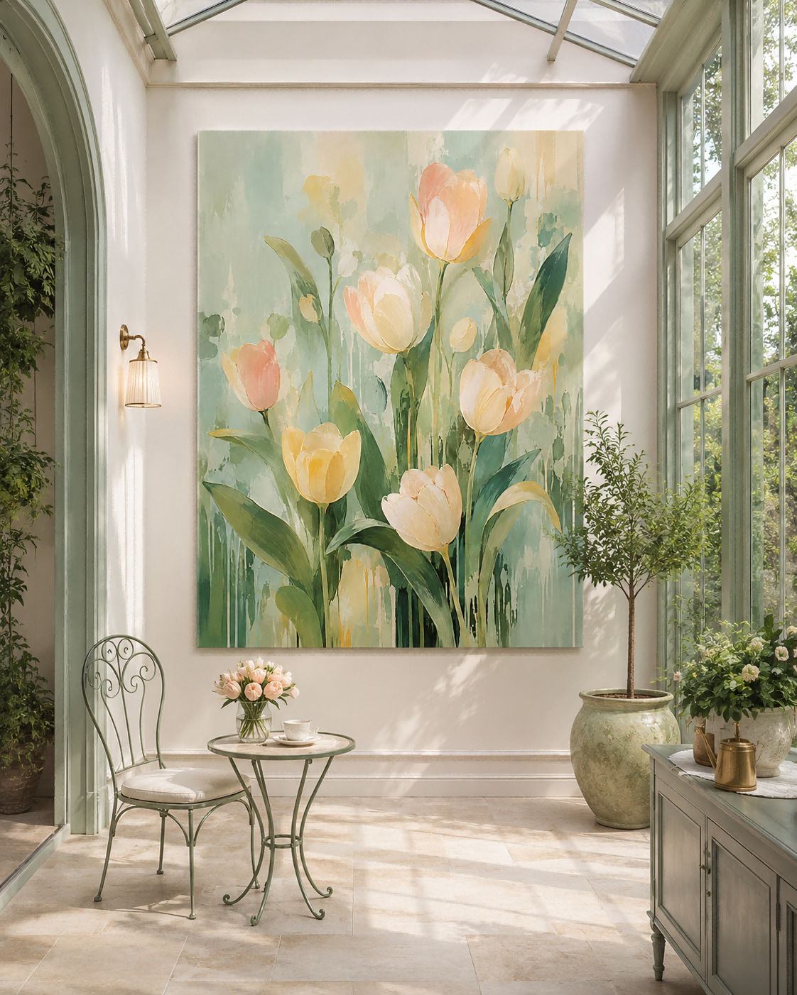 Modern Impasto Style Abstract Flower Painting With Textured Finish