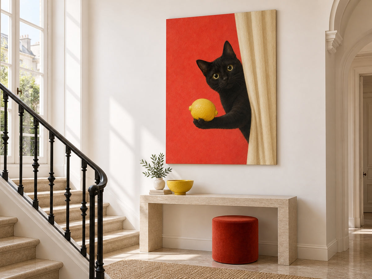 Modern Whimsical Animal Painting With Bold Color Block Design For Living Spaces