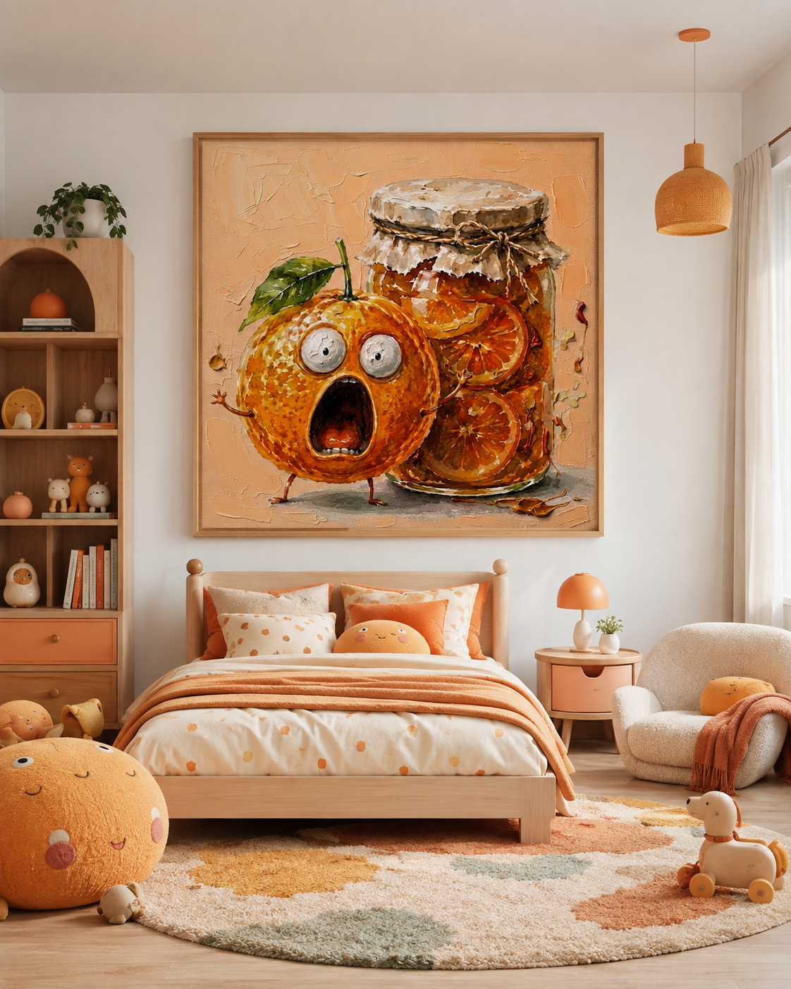 Funny Abstract Painting Of Anthropomorphic Fruit For Playful Home Decor
