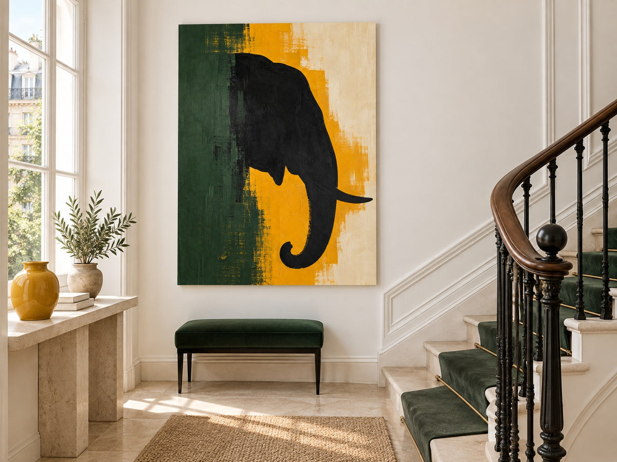 Abstract Geometric Animal Art With Heavy Texture And Retro Color Palette