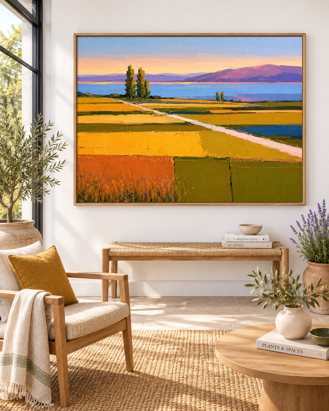 Impressionist Style Textured Canvas Painting Vibrant Autumn Colors Decor