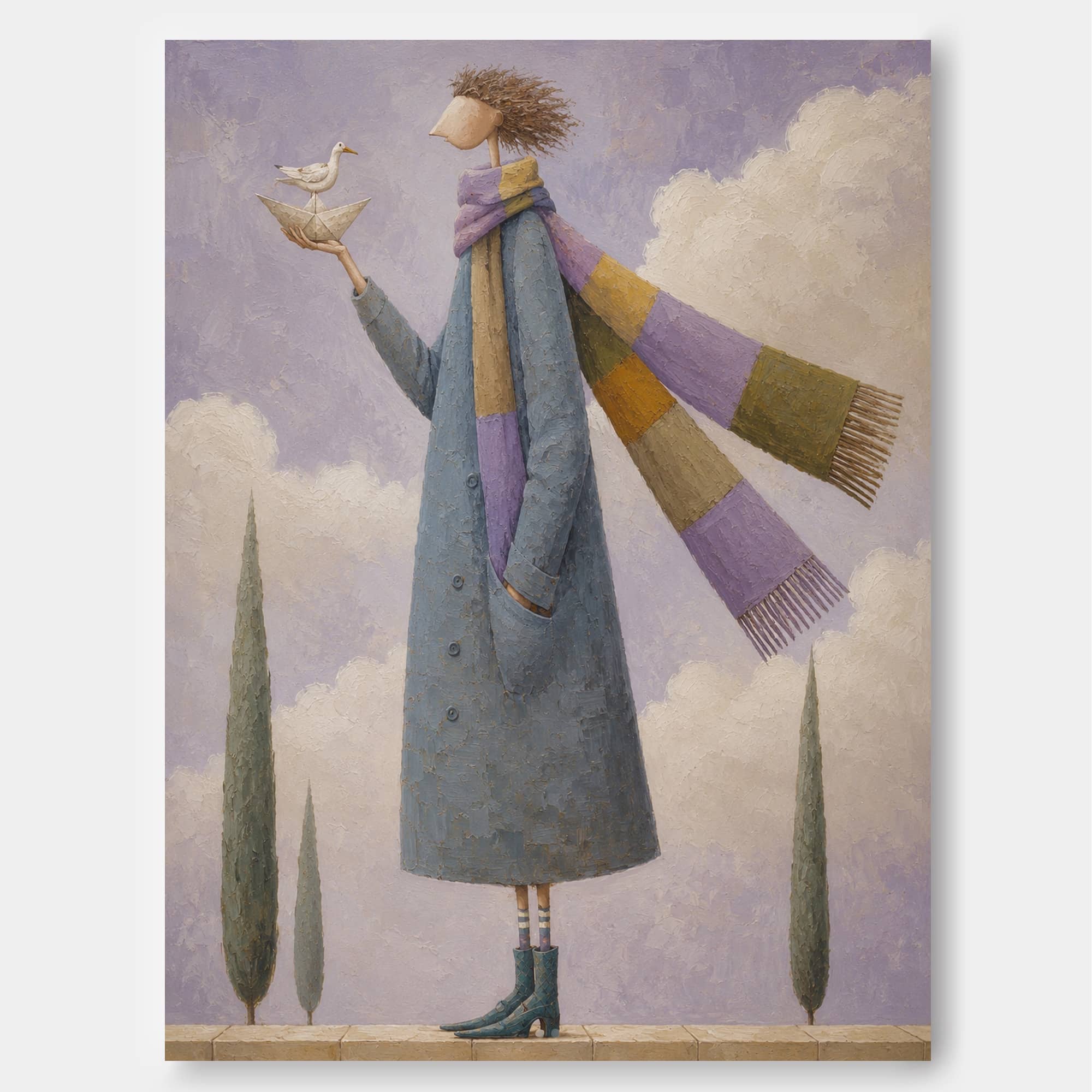 Modern Surrealist Art With Impasto肌理 Unique Abstract Figure Painting