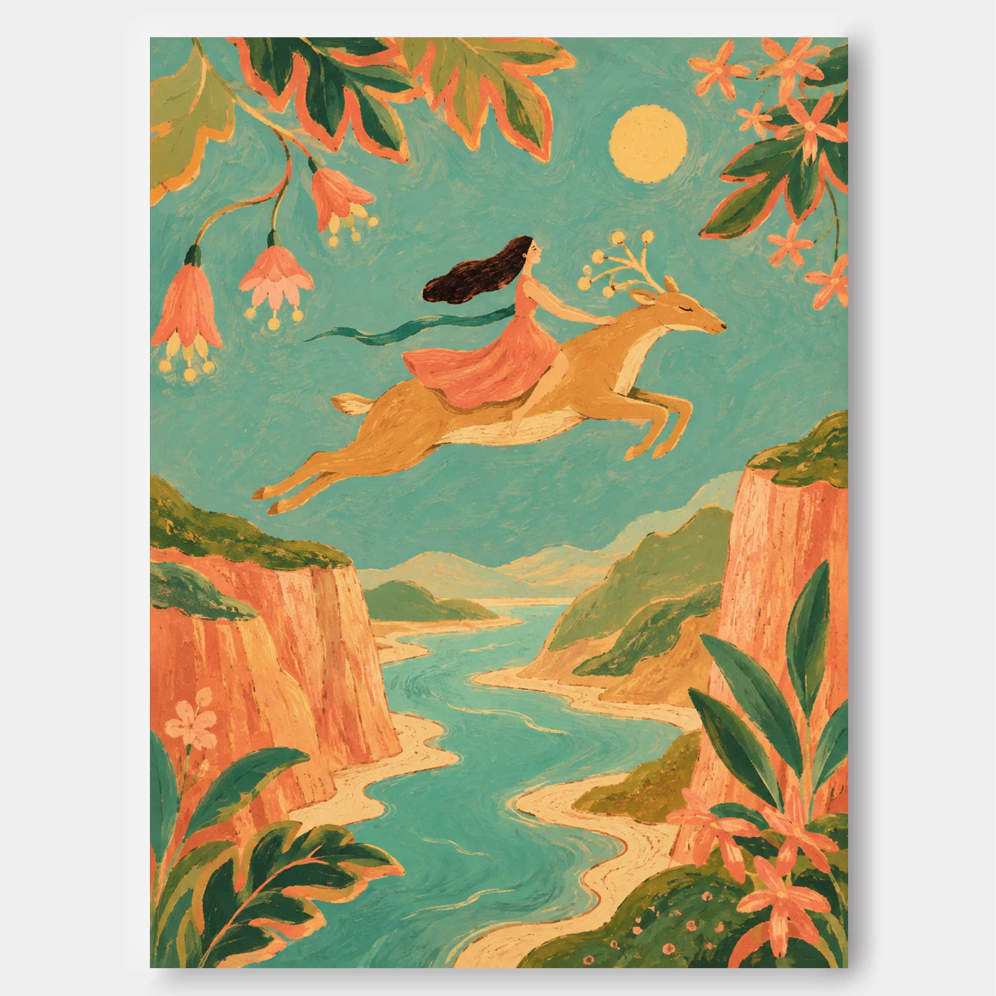 Whimsical Canyon River Wall Art For Bohemian Living Room