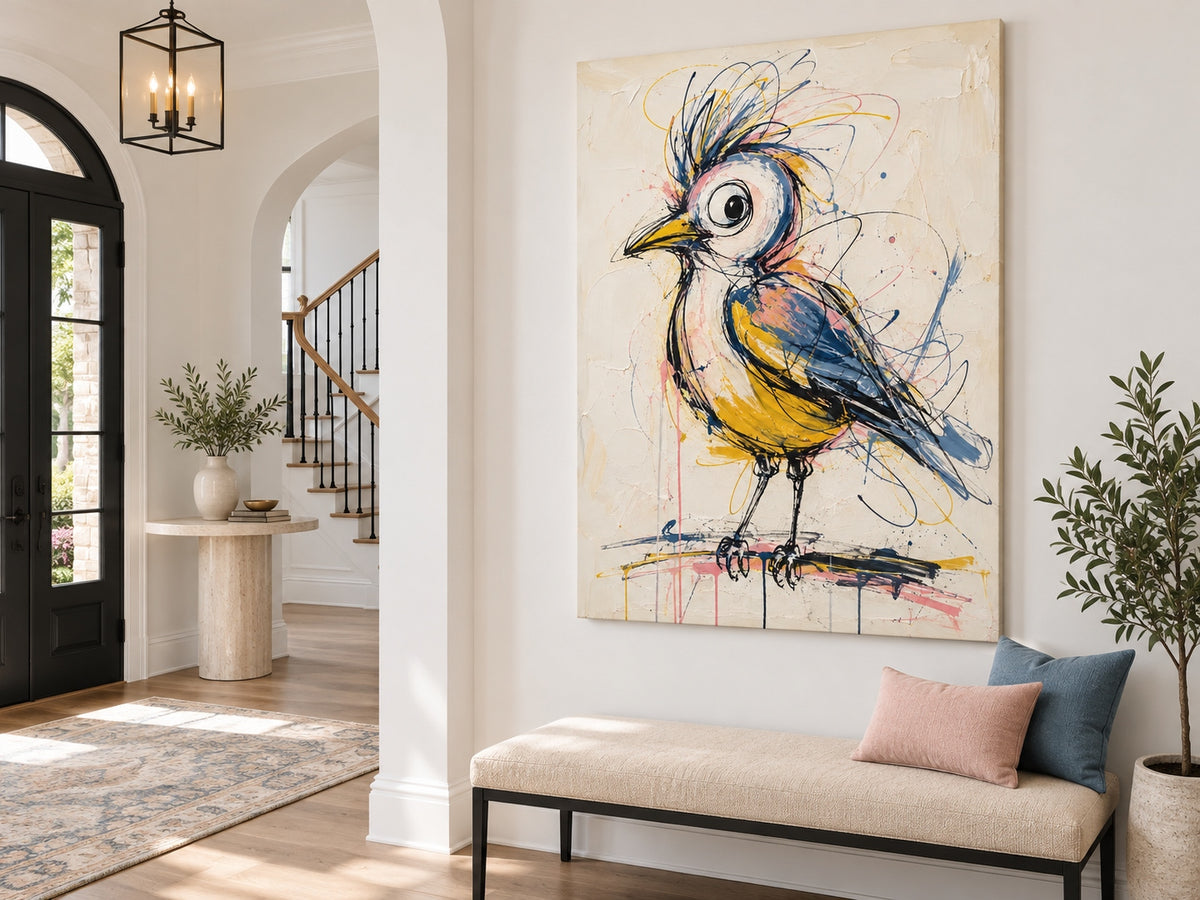 Modern Abstract Animal Art With Expressive Brushstrokes And Vibrant Palette For Art Collectors Colorful Abstract Bird Painting