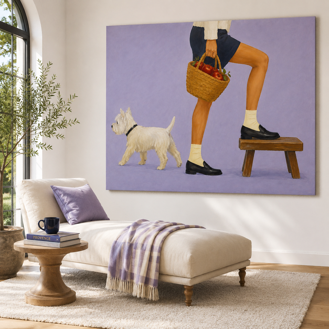 Minimalist Daily Life Oil Painting Style Canvas Art For Cozy Home Decor Modern Living Room Wall Art With Purple Background And Animal Theme Canvas