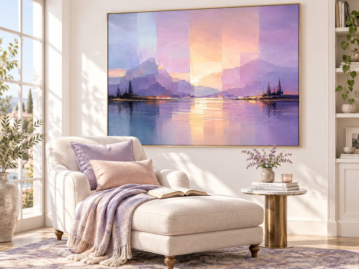 Romantic Impressionist Canvas Painting With Dreamy Twilight Colors