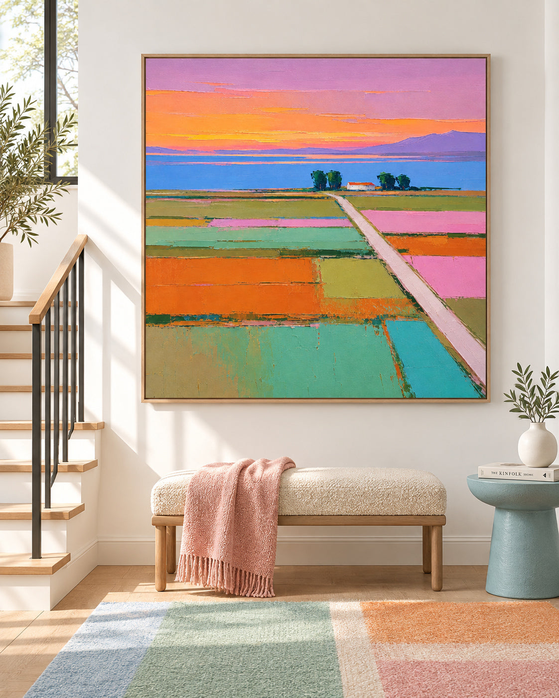 Modern Colorful Wall Art For Living Room And Bedroom Decor With Sunset View