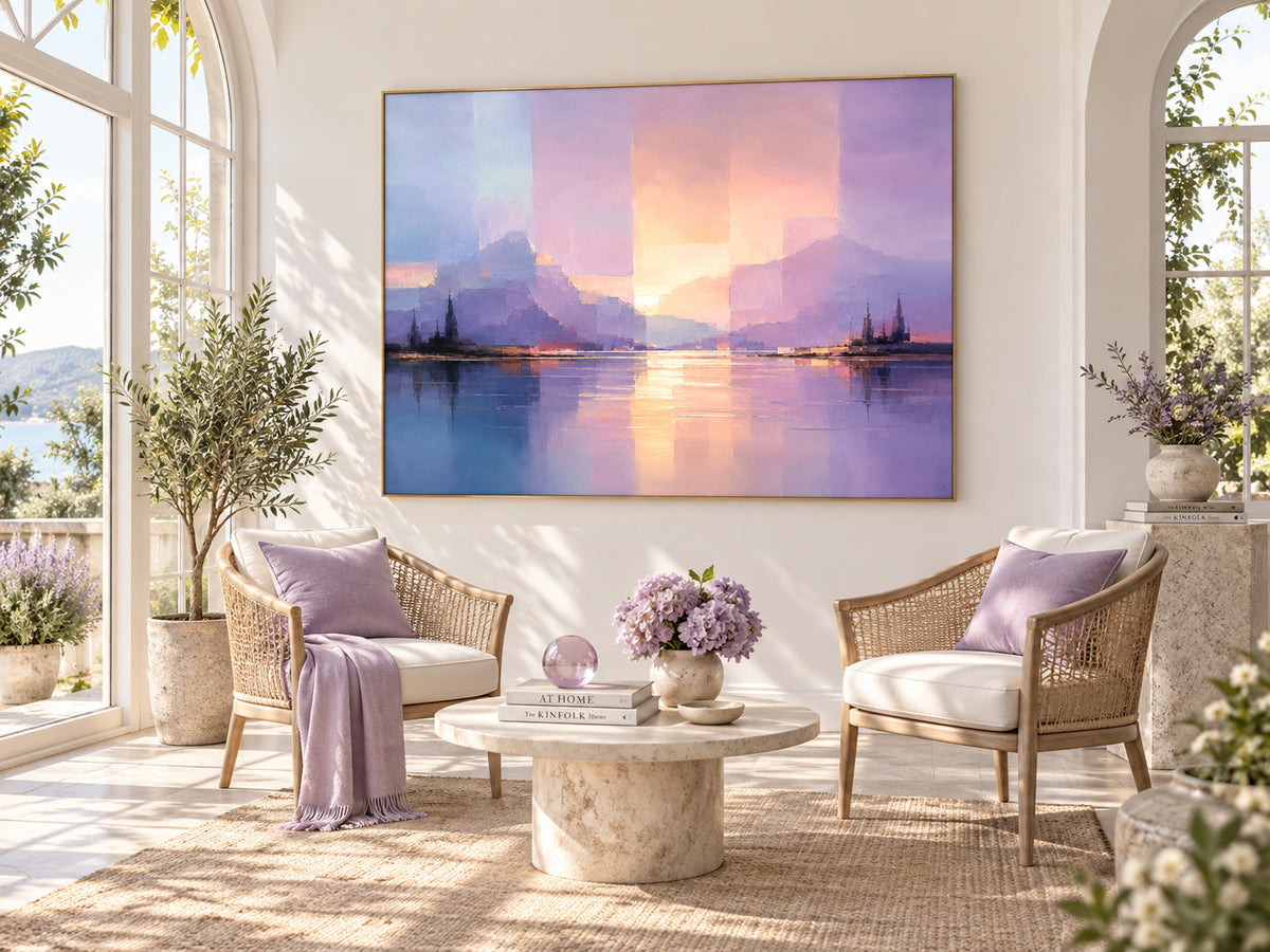Romantic Impressionist Canvas Painting With Dreamy Twilight Colors
