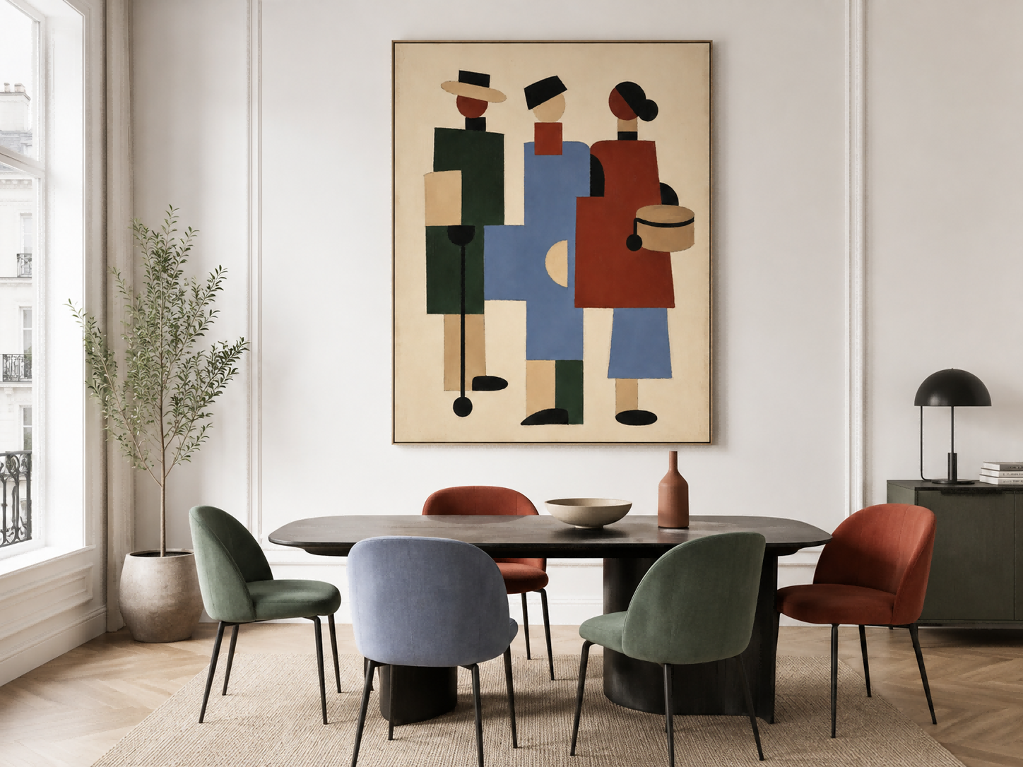 Minimalist Geometric Oil Painting In Modernist Style