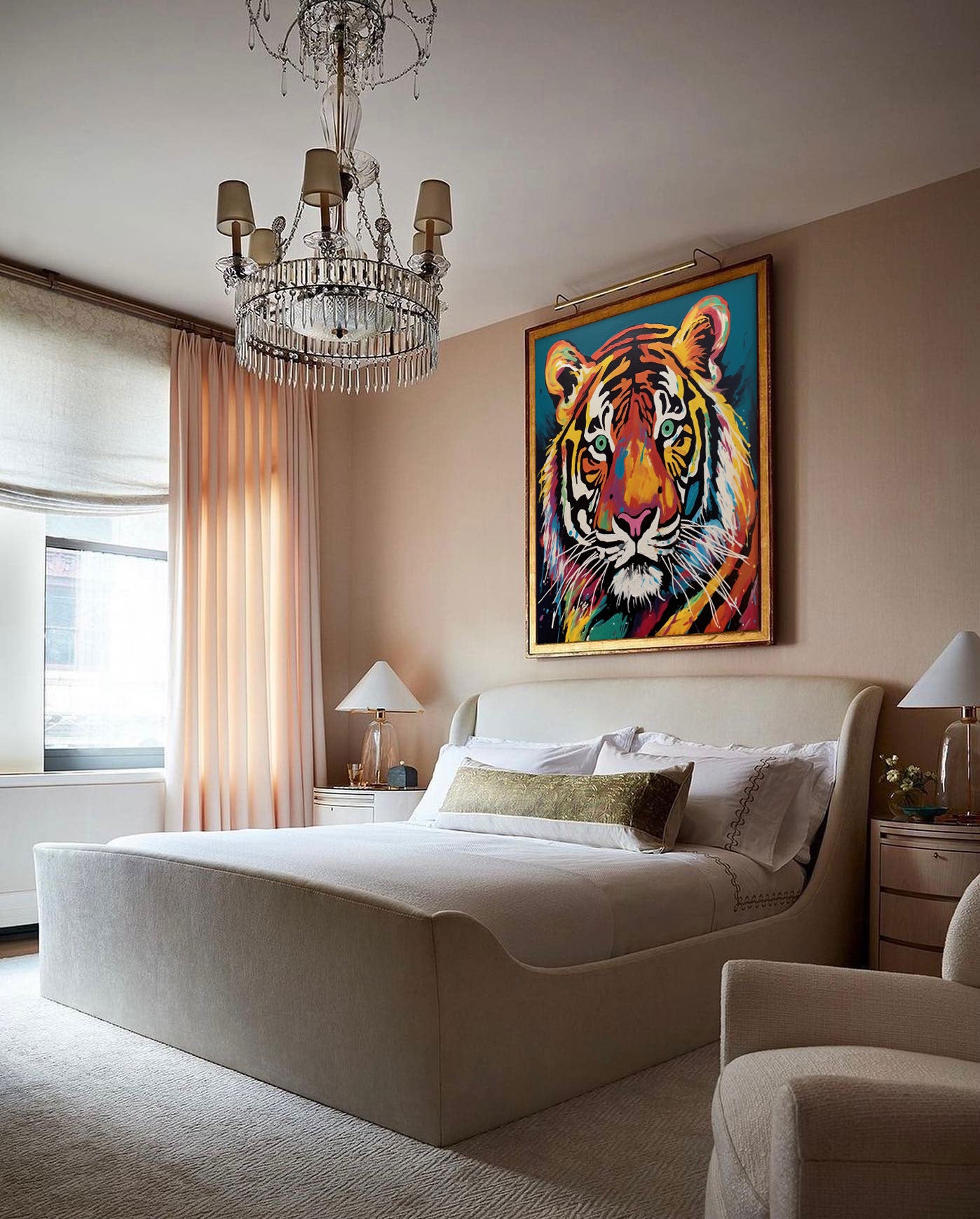 Original Tiger Oil Painting On Canvas Large Abstract Tiger Canvas Wall Art Modern Impressionist Animal Artwork for Living Room Bedroom