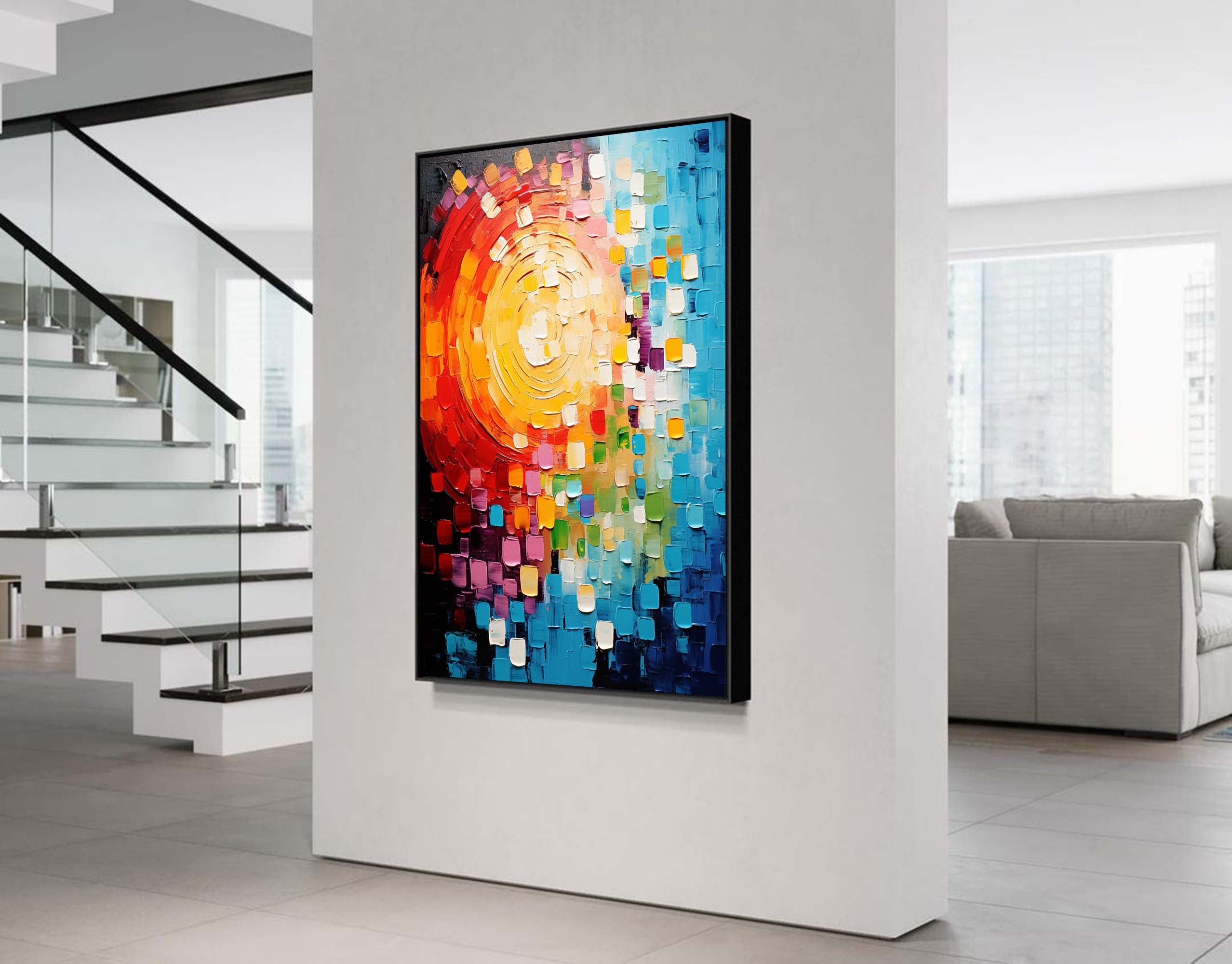 Vibrant Colorful Abstract Oil Painting On Canvas Large Colorful Original Painting Modern Texture Wall Art Home Decor