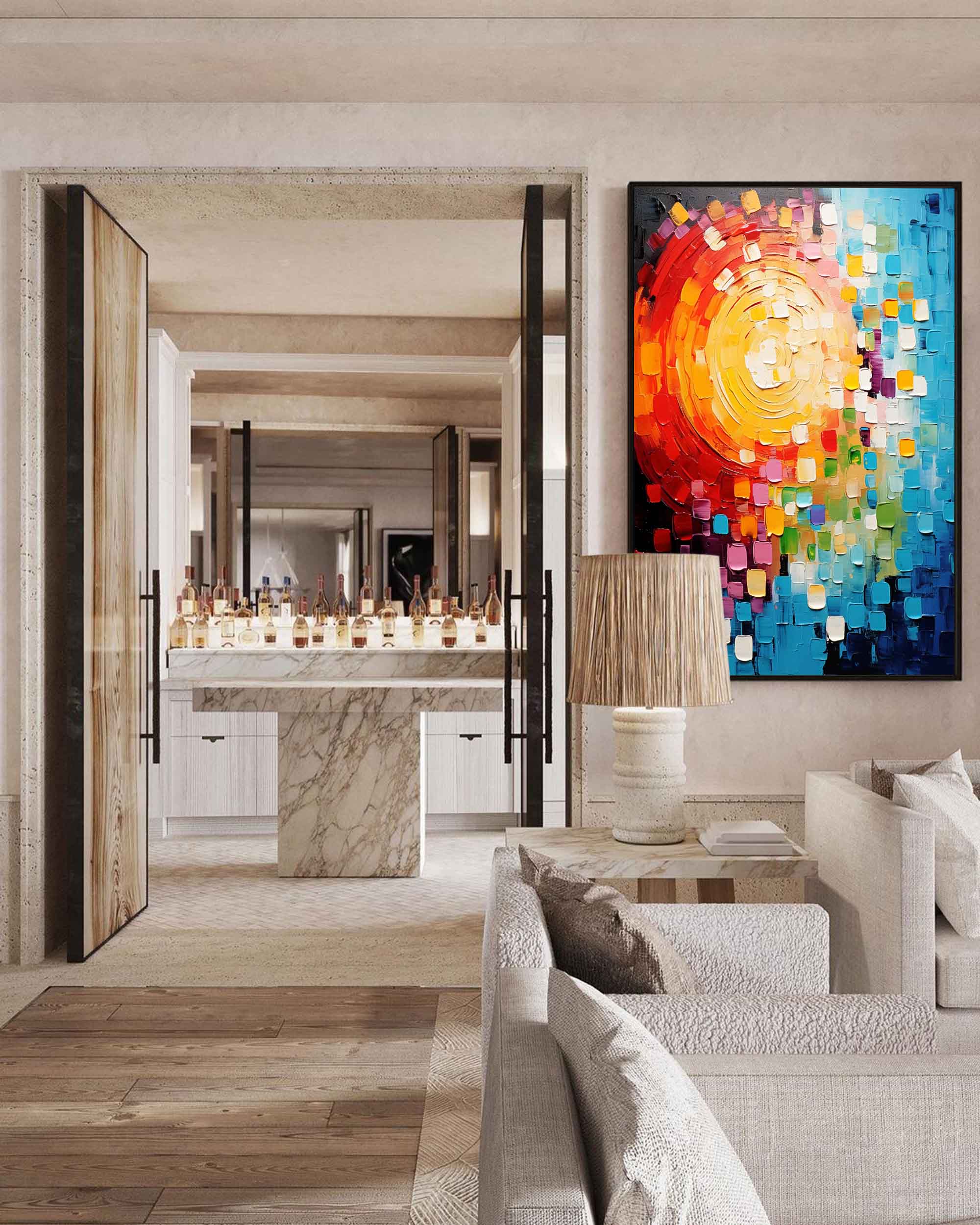 Vibrant Colorful Abstract Oil Painting On Canvas Large Colorful Original Painting Modern Texture Wall Art Home Decor