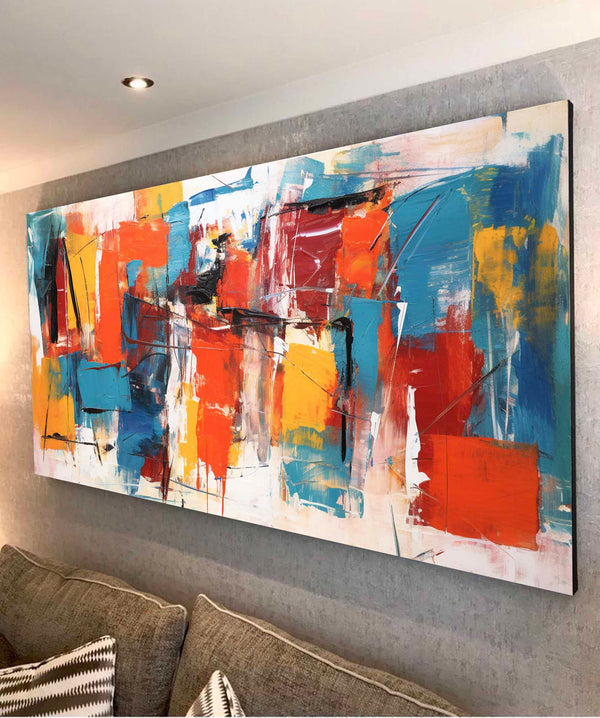 Bright Colorful Acrylic Painting Textured Original Oil Painting On Canvas  Large Modern Abstract Urban Living Room Wall Art
