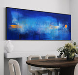 Large Bright Blue Acrylic Painting Original Oil Painting On Canvas Modern Abstract Living Room Wall Art