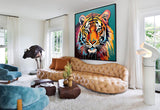 Large Abstract Tiger Oil Painting On Canvas Original Tiger Canvas Wall Art Modern Impressionist Animal Artwork for Living Room Bedroom