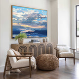 Clouds Oil Painting on Canvas Original Wall Art Abstract Blue Landscape Painting Home Decor