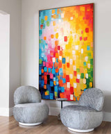 Large Colorful Original Painting Vibrant Colorful Abstract Oil Painting On Canvas Modern Texture Wall Art Home Decor