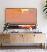 Large Sunset Oil Painting On Canvas Original Wall Art Abstract Yellow Landscape Painting Living Room Decor